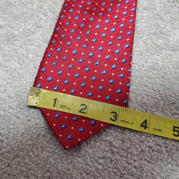 NAUTICA 100% Silk Neck Tie Necktie Geometric Office Red White Blue 3.25" x 59" - Picture 7 of 8